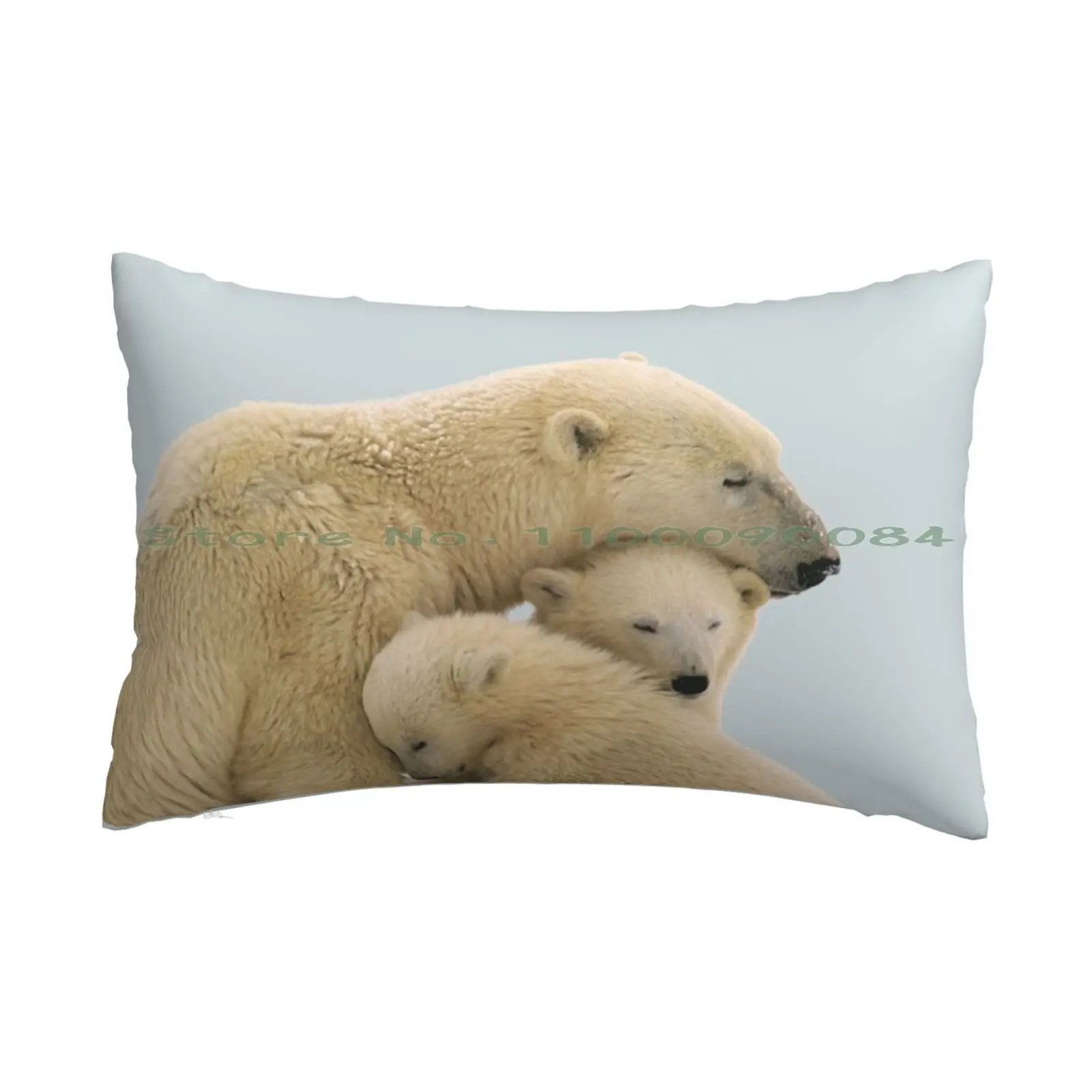 Polar Bear Pillow Case 20x30 50*75 Sofa Bedroom Polar Bear Arctic Cute Animals Puppy Wild Nature Snow Winter Pale Whiteness