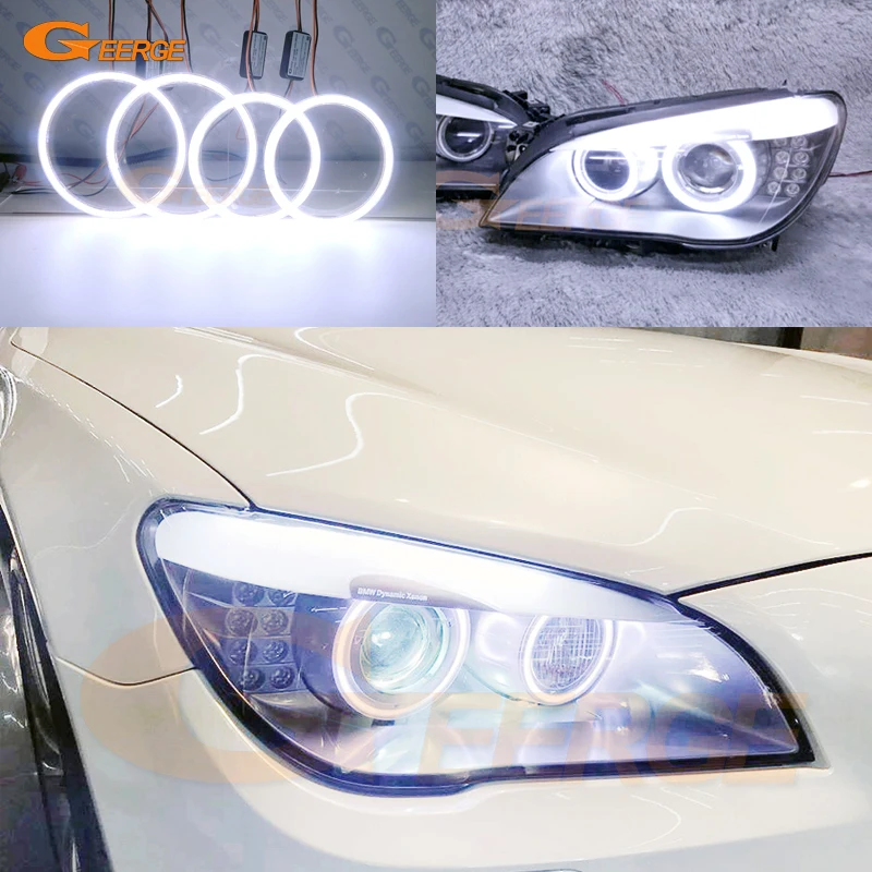 For BMW 7 Series F01 F02 F03 F04 730d 740d 740i 750i 760i 2008-2012 Ultra Bright COB Led Angel Eyes Halo Rings Day Light