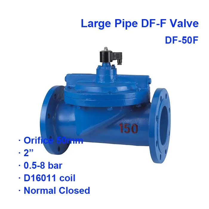 

Normally close Large Flow Caliber Flange Solenoid Valve DF-50F BSP Port G2" 0.5-8bar Orifice 50mm