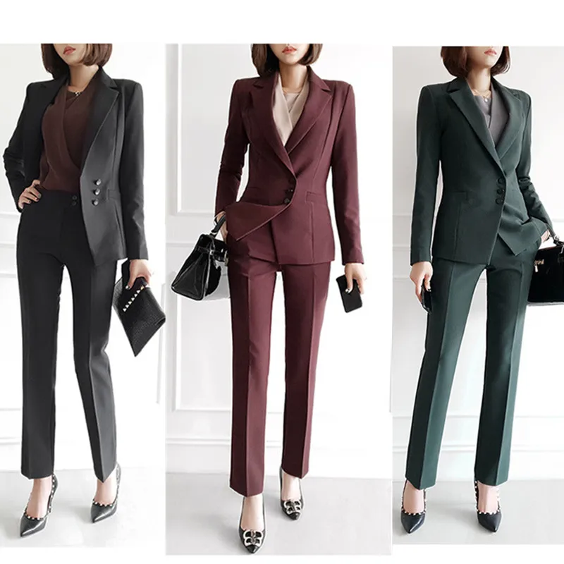 Primavera e autunno delle donne di nuovo modo di temperamento elegante Coreano casual professionale di colore solido piccolo vestito tuta a due pezzi