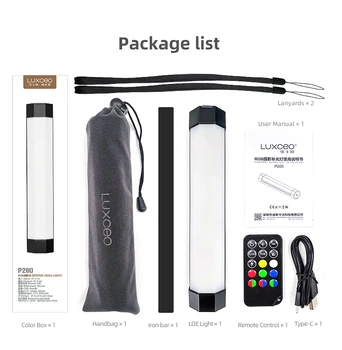 LUXCEO RGB 튜브 내장 배터리 및 자석, 앱 제어 LED 비디오 조명, 스튜디오 사진 제품 조명, P200, IP67 방수