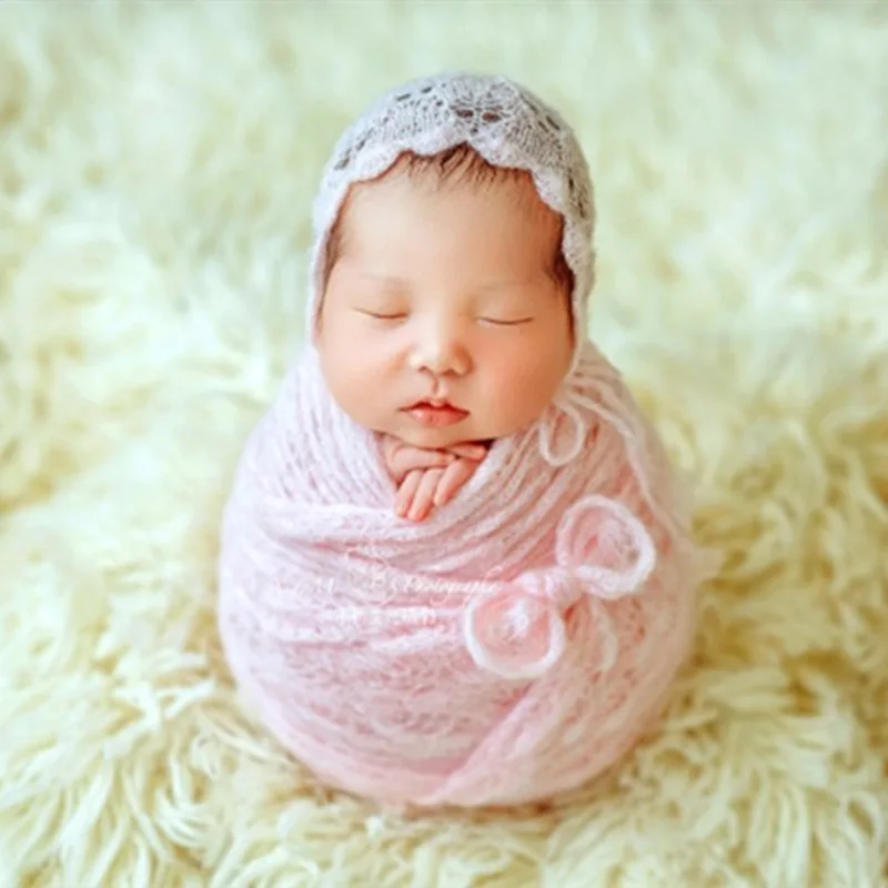35*200cm newborn fotografia adereços envoltório do bebê oco foto acessórios fotografia studio cobertor pano de fundo mohair elástico