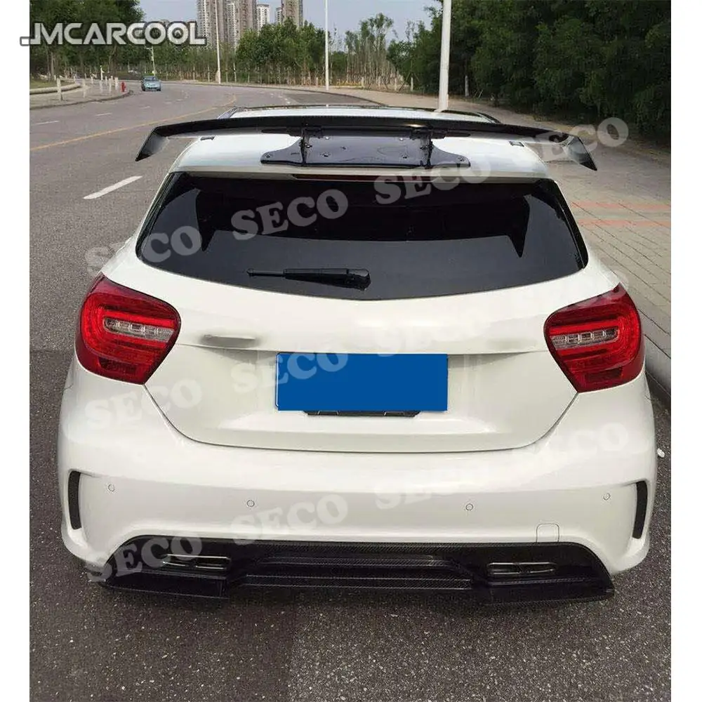 For Benz W176 A180 A200 A260 A45 AMG 2013-2017 Carbon Fiber Rear Spoiler Roof Tail Wings V Style Spoiler Car Tuning Parts