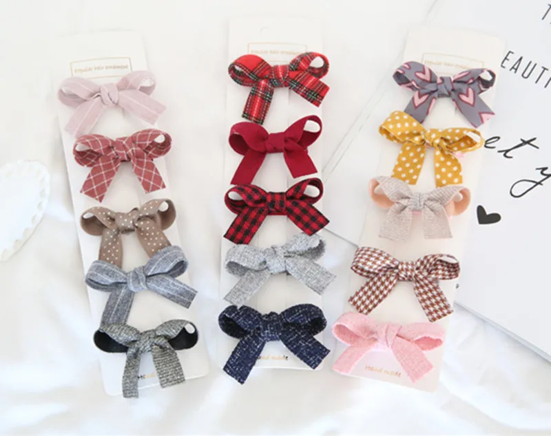 Girls Lovely Hair Clips 5pcs/set Children colorful Bow Hairpins Hair Ties Ropes Headwear Korea Hair  Accessories Hairgrips J141