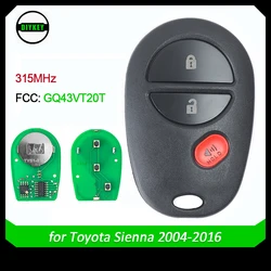 DIYKEY Keyless Entry Remote Car Key With 3 Button FOB for Toyota Tundra 2007 2008 2009 2010 2011 2012 FCC: GQ43VT20T