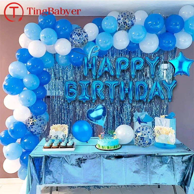 Blue Happy Birthday Letter Balloons Adult Man Party Decorations Kids Prince Boy 1 2 3 5 10 15 18 25 30 35 40 50 60 Year Old 1st