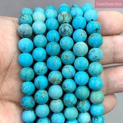 Natural Turquoises Beads Round Loose Spacer Beads DIY Bracelet Earrings Accessories for Jewelry Making 15'' Inch 4/6/8/10/12mm