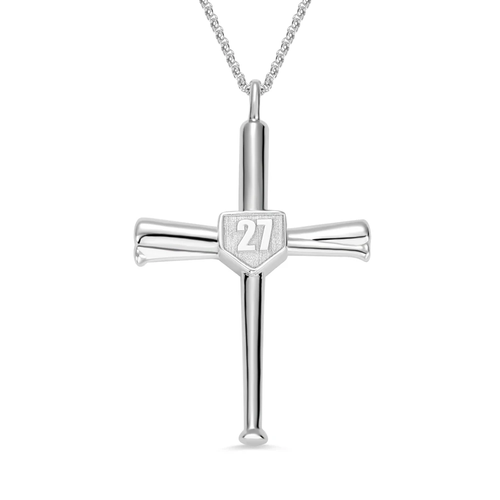 Double Side Baseball Cross Shield Pendant Necklace Engraving Sports Oudoors Fashion Number letter Necklaces for Men Women Gift