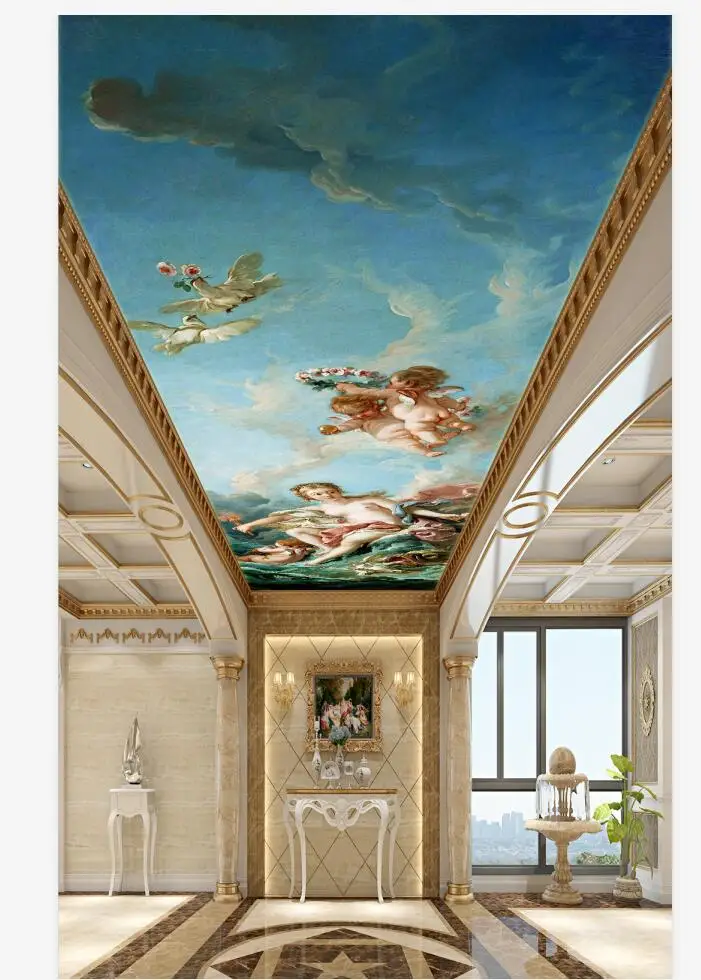 

Photo Background Ceiling Mural Wall Papers Home Decor European beautiful sea fairy ceilings mural