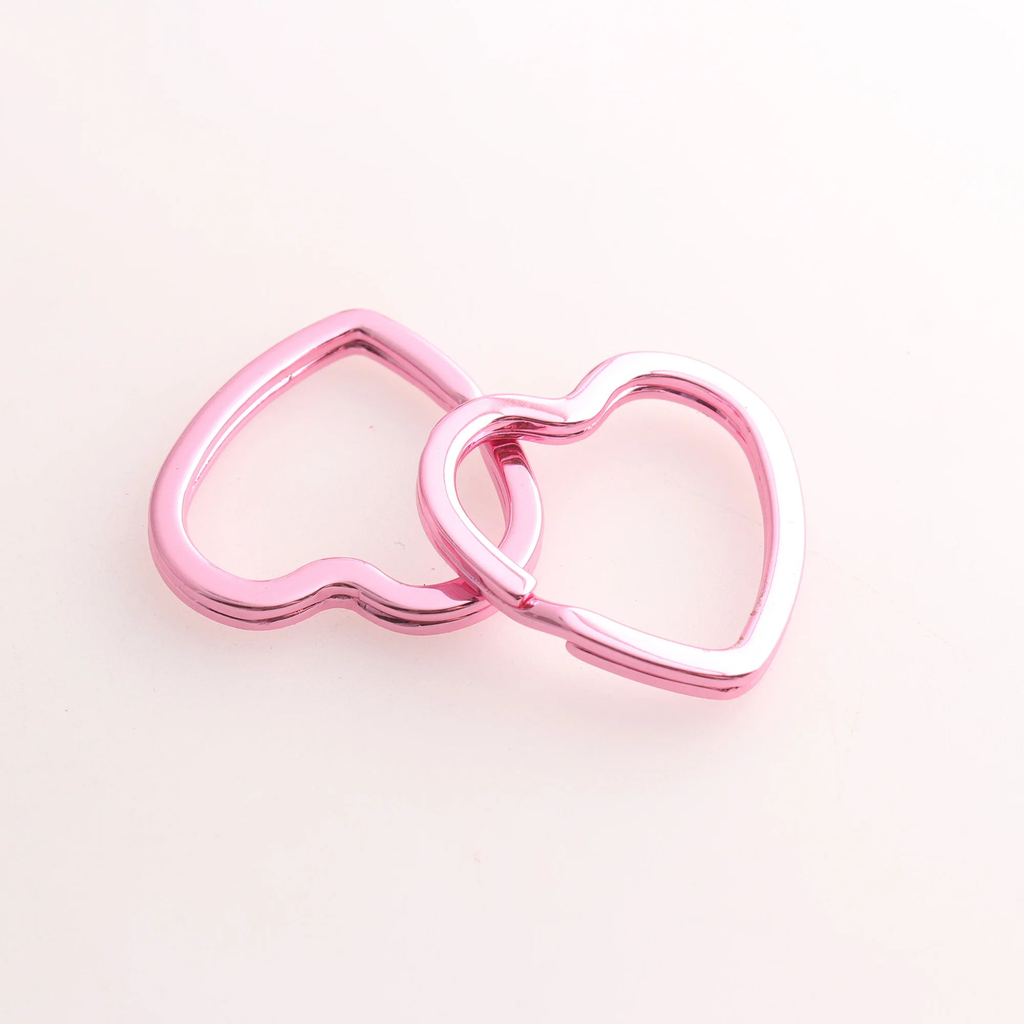 Pink Color Heart Shape Keyrings Metal Keychains Blue Split Rings for Key Chain Wholesale Lanyard Findings