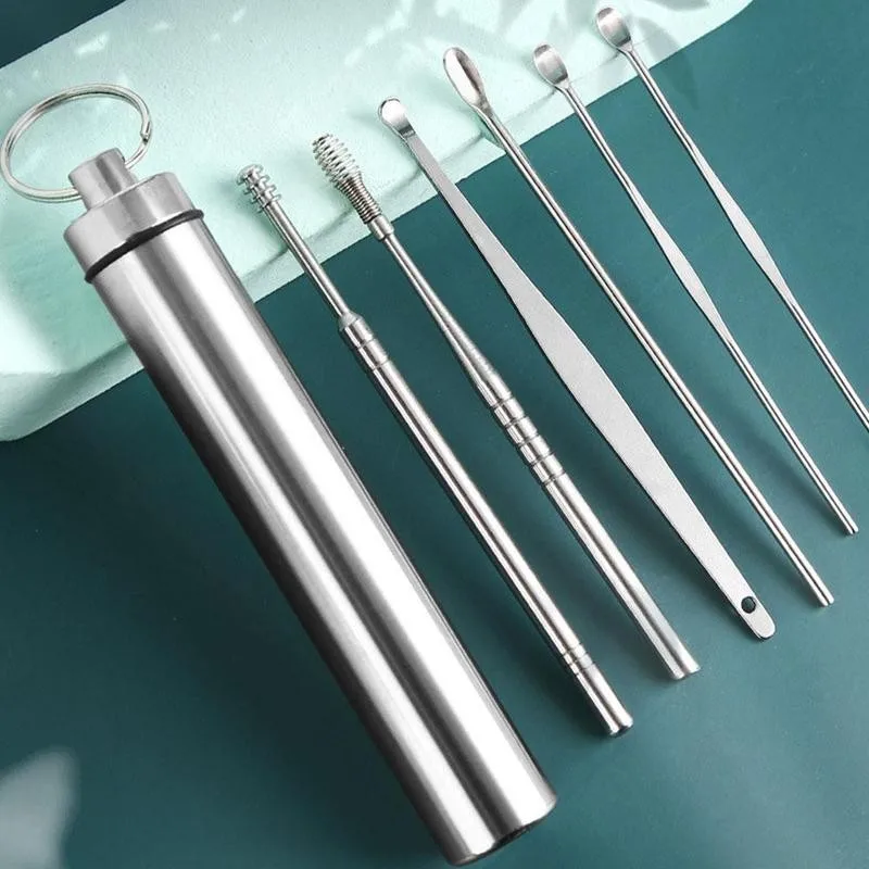 

Ear Pick Ear Wax Removal Earpick Nose Clean Tweezers Picks Wax Remover 6Pcs Baby Adults Ear Care Keychain Set Free Shipping