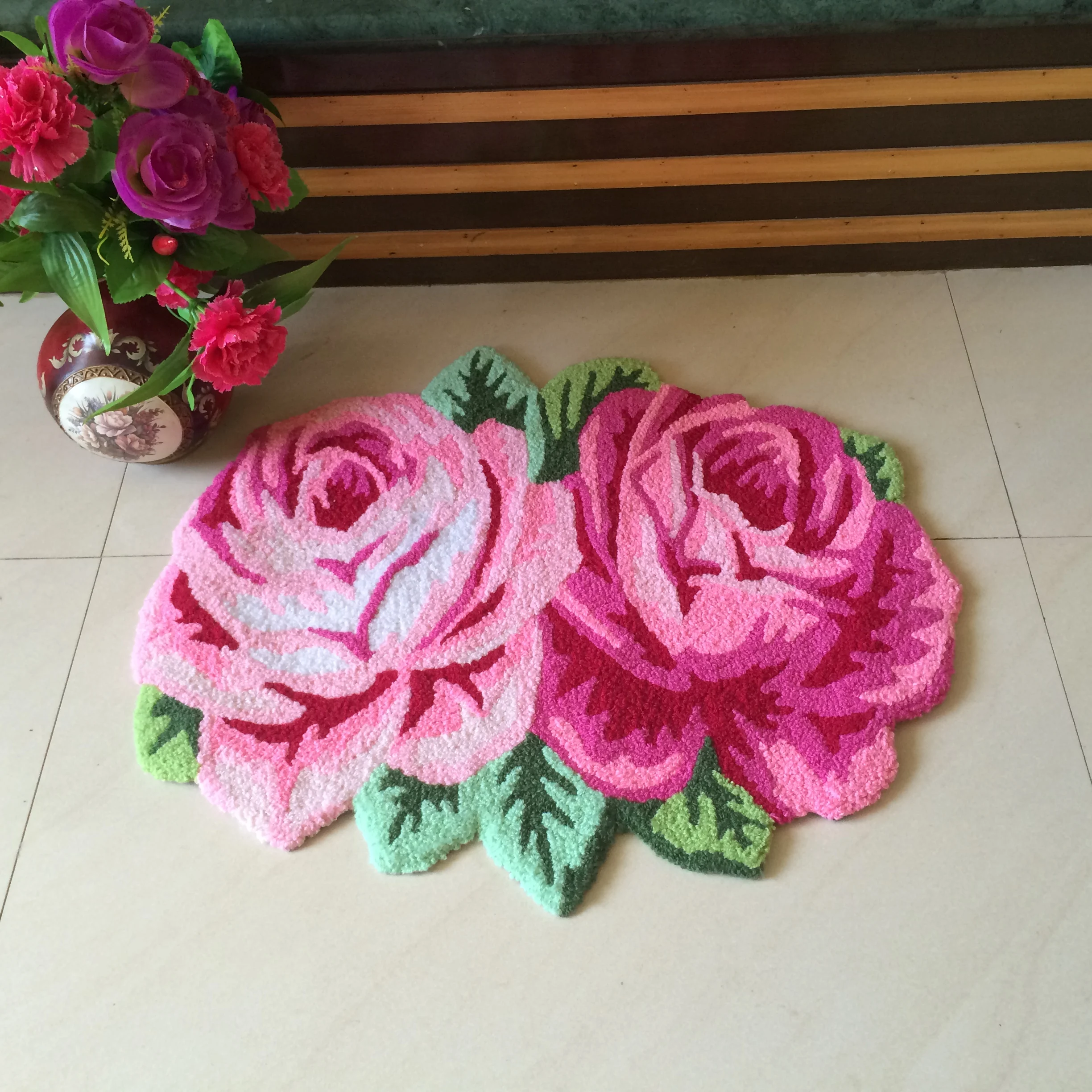 

Home decorative 3D rose carpet for bathroom rug livingroom carpet kitchen flower rug enter bath mats floor mat hallway anti-slip