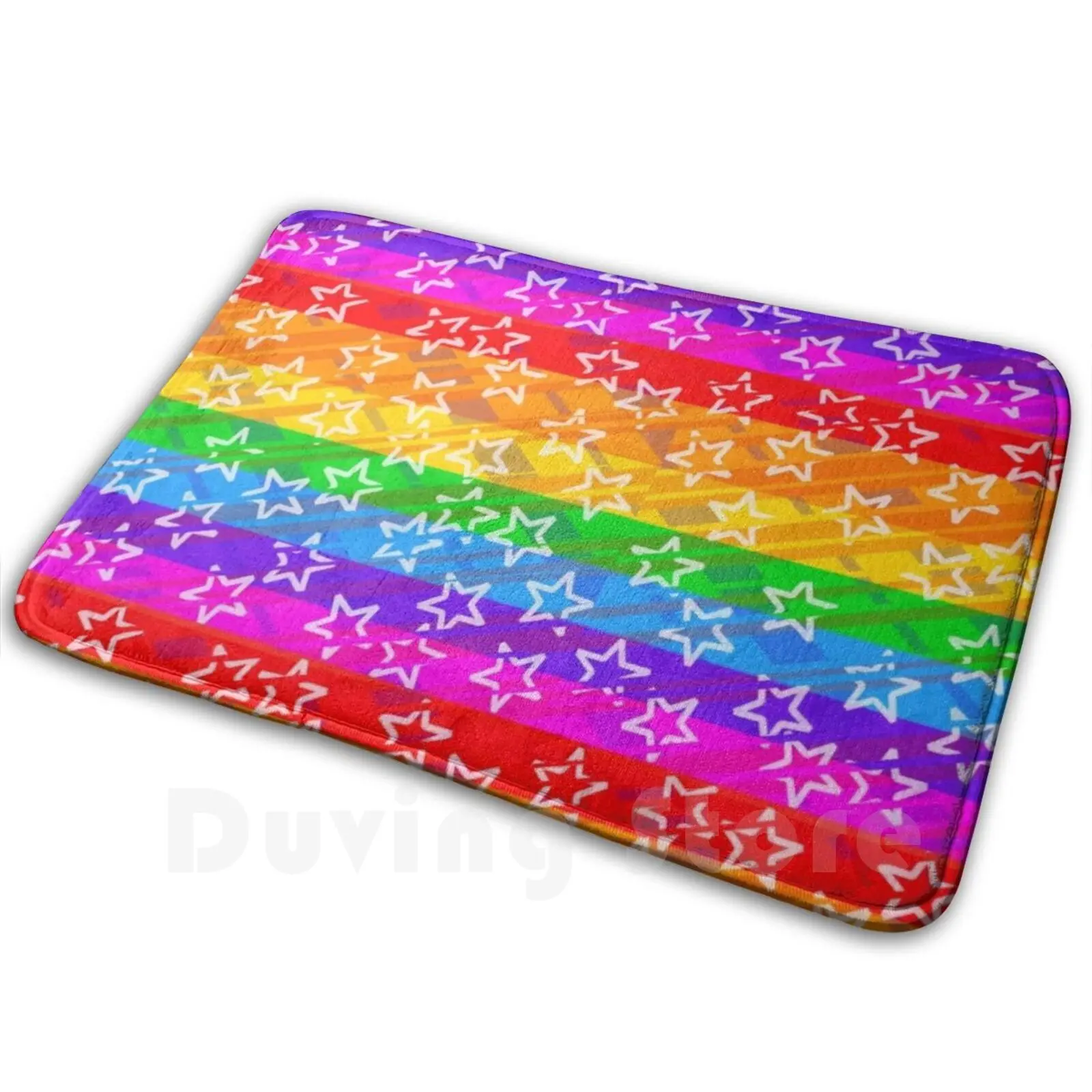 Distressed Rainbow Flag Carpet Mat Rug Cushion Soft Rainbow Flag Pride