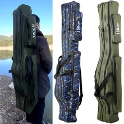 3/2 strati borsa per canna da pesca canna pieghevole portatile custodia per il trasporto mulinello da pesca attrezzatura per spalla borsa per custodia 110cm/120cm/130/150cm