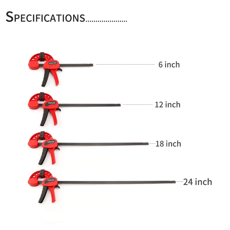DURATEC جديد F نمط شريط المشبك أدوات العمل الخشبية قبضة سريعة F المشبك 4/6/12/18/24 بوصة البلاستيك النجارة المشابك الإفراج السريع