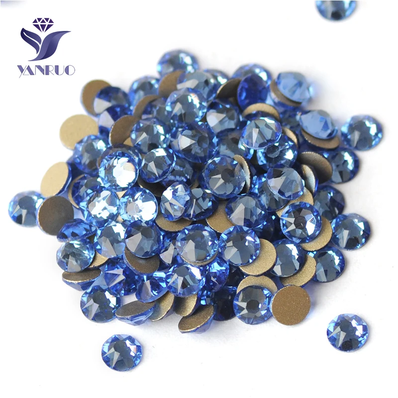 YANRUO 2088NoHF All Sizes Light Sapphire Strass Glass Stones Flat Back Handicraft Non Hotfix Crystal Rhinestones For Nails