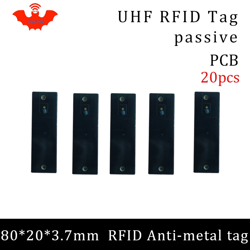 

UHF RFID metal tag 915m 868m EPC 20pcs free shipping fixed-assets management 80*20*3.7mm long distance PCB passive RFID tags