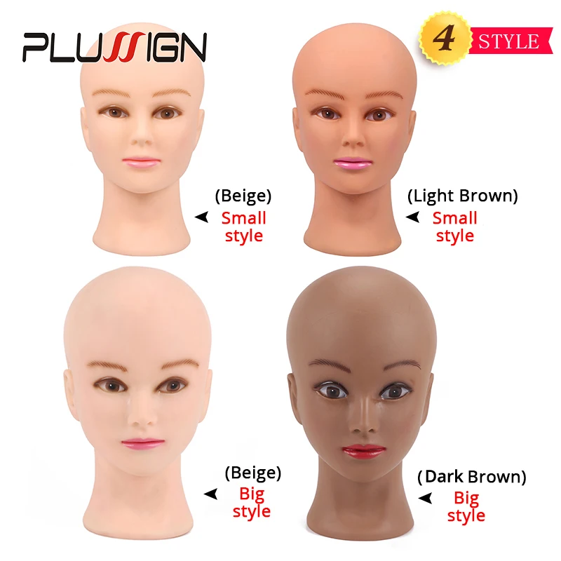 Wig Head For Make Wig Manikin Head With Display Stand Wig Foam Block Head Dark Brown Color For Black People Making Wigs 20.5Inch