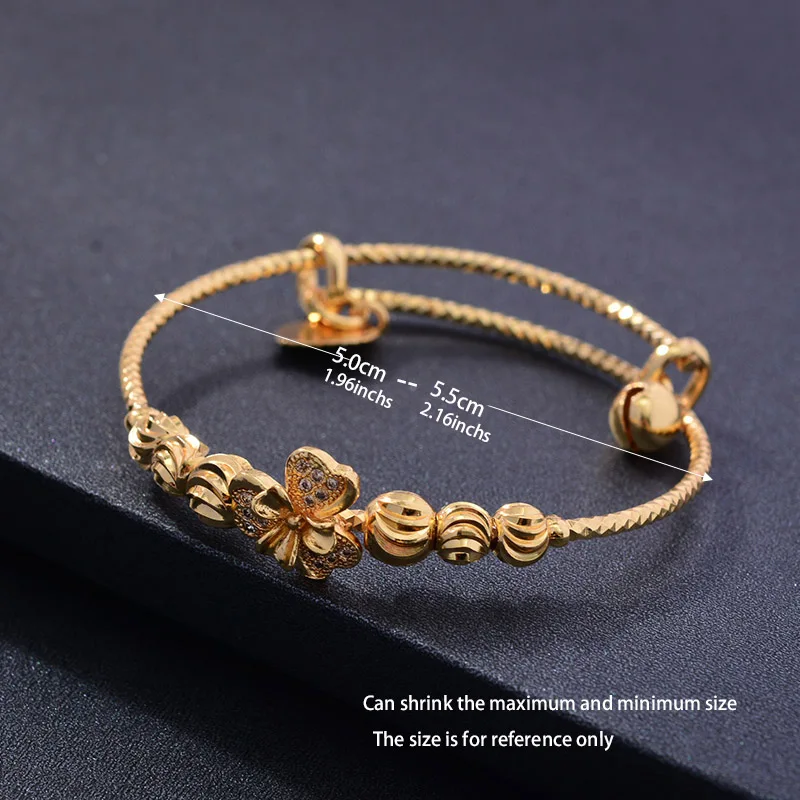 4PCS 24K African Arab Gold Color  Bangles For Baby Bracelet Children Jewelry Bangles Newborn Baby Cute/Romantic Bracelets Gifts