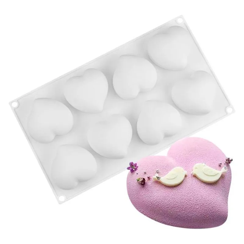 

8 Holes Silicone Mould For Mousse Cake Heart Wedding 3D Silicone Molds Cake Decorating Tools Bakeware Dessert Moulds