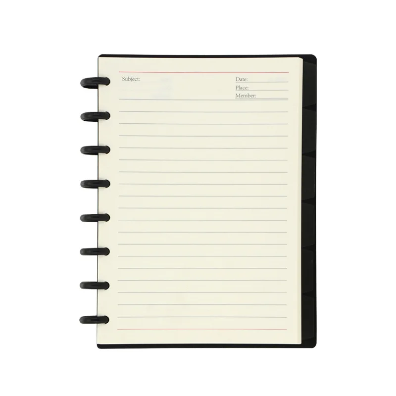 A4/B5/A5/B6 Business Loose-leaf Notebook Plastic Ring Binding Student Notebook Mushroom Hole Discs Notebook Journal Lined