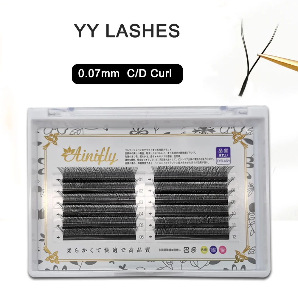 Y-Shaped Lashes Soft Eyelashes Extensions Double Tip Lashes 0.07mm C/D Fluffy Individual Eyelashes Fans Eyelash Makeup Cilios