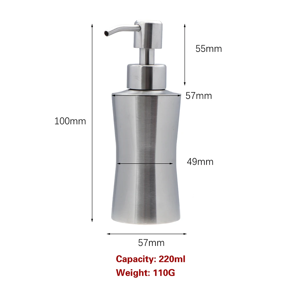 220/250/400ml Stainless Steel Pump Bottle Liquid Manual Soap Dispenser Lotion Hand Sanitizer Shampoo Cosmetic Container Home Use