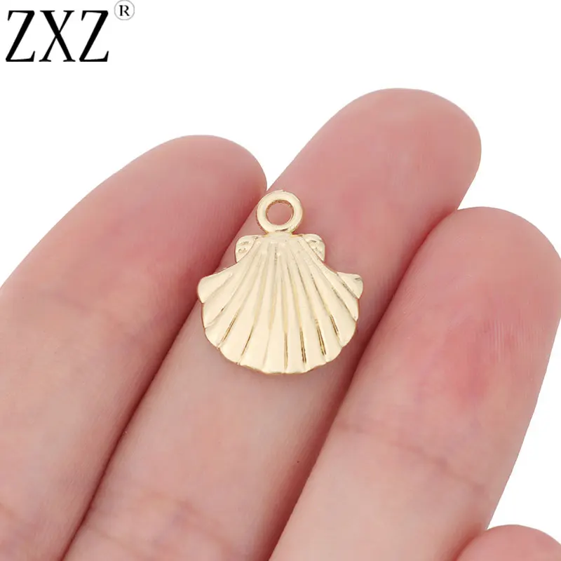 

ZXZ 20pcs Gold Tone Seashell Shell Scallop Beach Nautical Charms Pendants Beads for Necklace Bracelet Jewelry Making Findings