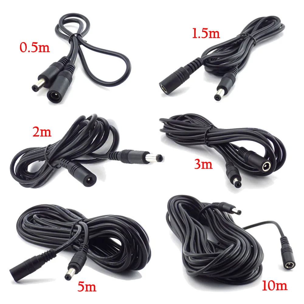 

12V DC Power Cable Extension Cord Adapter 5.5mmx2.1mm Plug Female to Male Power Cords For CCTV Camera Home Security Strip Light