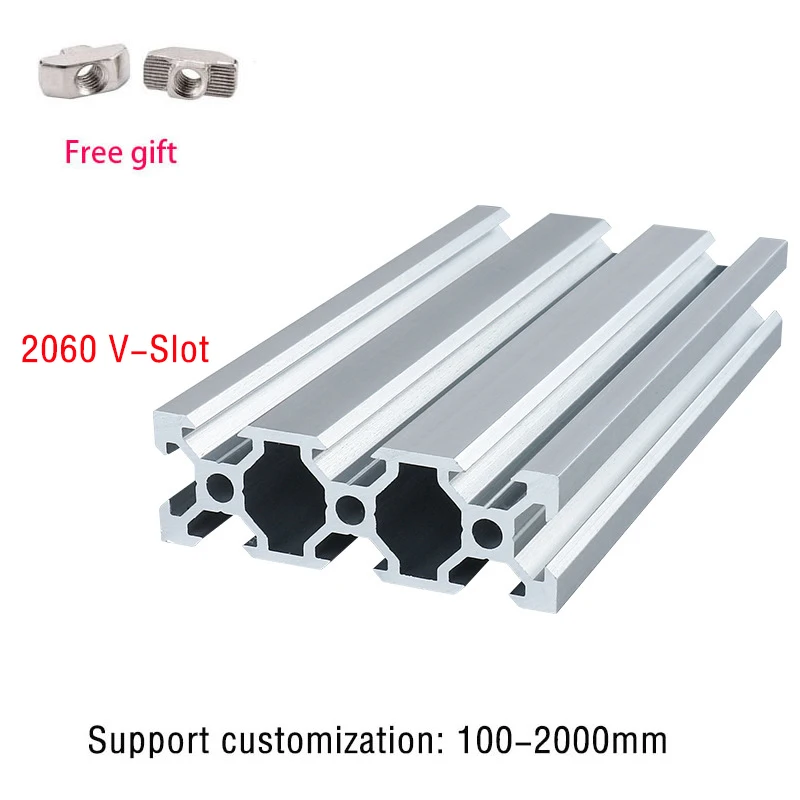 

3D Printer Parts 2pcs 2060 V-Slot Aluminum Profile 1m European Standard Anodized Linear Rail Aluminum Profile Extrusion 2060 CNC