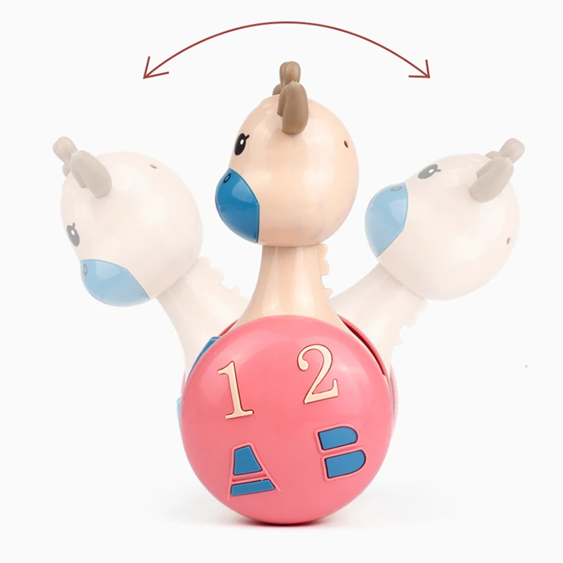 New Sliding Deer Baby Tumbler Rattle Learning Education Toys Newborn Teether Infant Hand Bell Mobile Press Squeaky Roly-Poly Toy