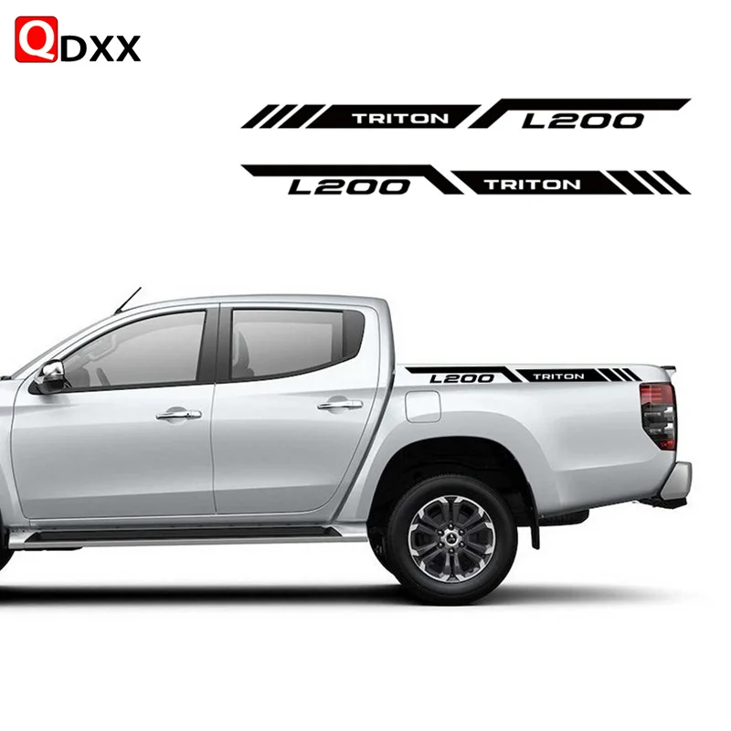 2 pcs Car Rear Tail Box Decor Vinyl Decals For Mitsubishi L200 Triton Sport Stripes Pickup Trunk Sticker Exterior Accessories