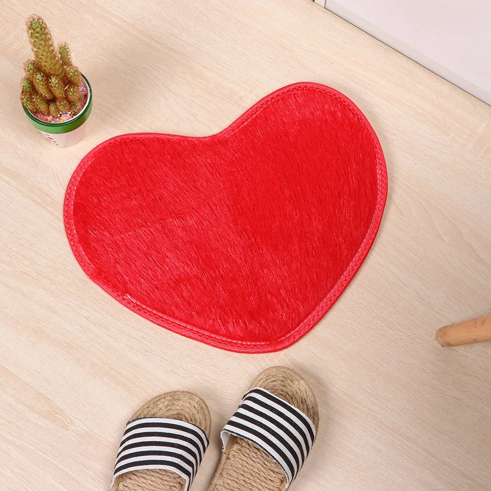 30x40cm Love Heart Shape Bathroom Carpet Solid Green Red Bath Mats Doormat Non-slip Carpets Kitchen Bathroom Rugs Home Floor Mat