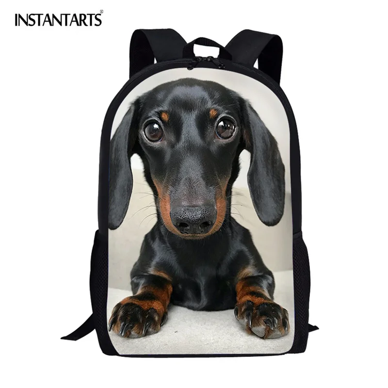 INSTANTARTS Boys Shool Bags Cute Dachshund Printed Book Bag Shoulder Bags Casual Children Backpacks Lightweight Bag New Arrival