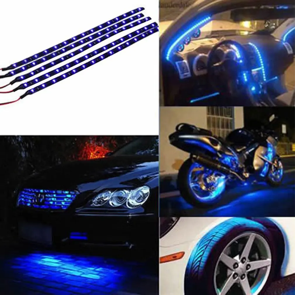 Car LED Strip Styling Decorative Ambient Light 30CM 15 SMD Lamp Waterproof LED Flexible Atmosphere Light