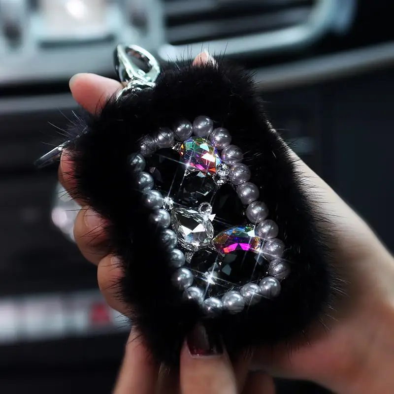 Car key case universal lady key protection cover diamond key case cute car keychain protection cover luxury keychain wallet