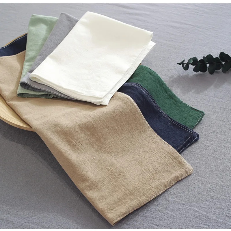 

4Pcs Japanese Style Plain Cotton Linen Placemat Home Decor Hotel Restaurant Napkins Kitchen Clean Tea Towel Non-slip Placemat