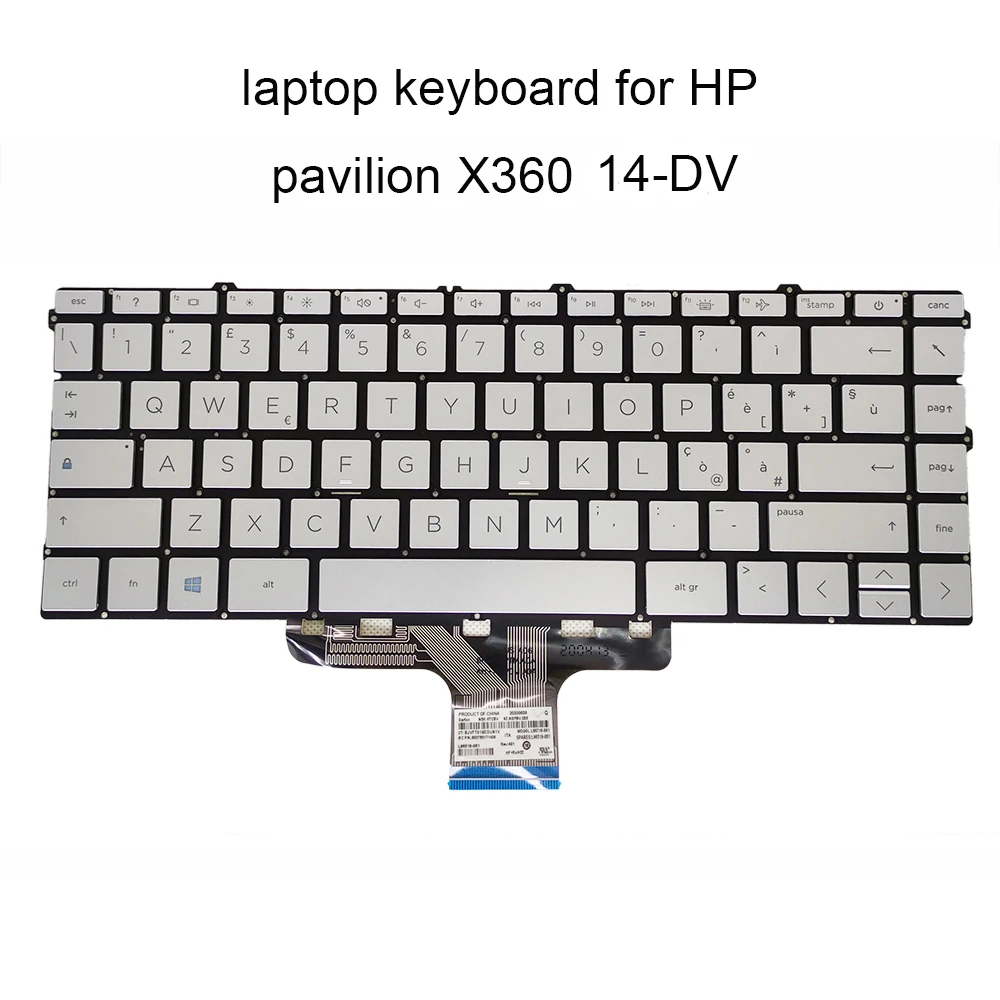 

Italian Spanish Backlit Keyboard For HP Pavilion X360 14-DV 14-DW 14M-DW TPN-Q244 I137 Laptop Silver Keycaps L85716 L96519-061