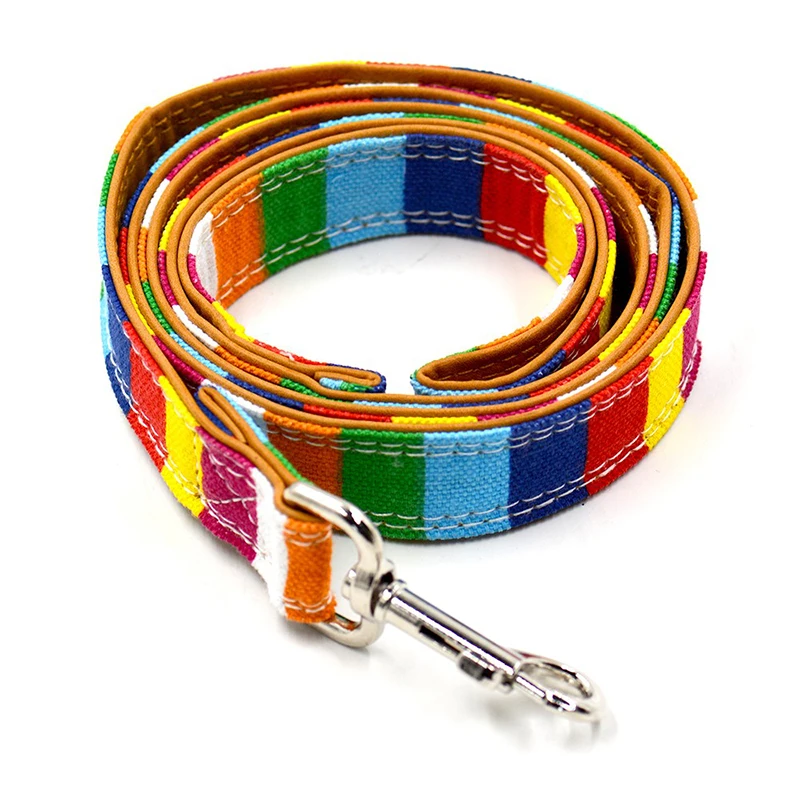 Cheap Shipping Colorful Canvas+ PU Leather Pet Dog Leash Pet Lead Small Medium Sized Dog Lead Pet Walking Leash S L 2.5*120cm