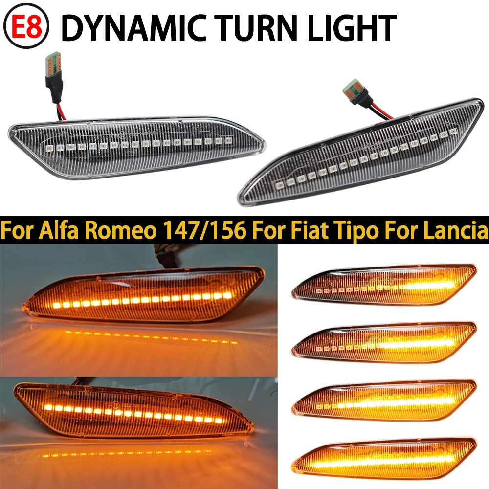 LED Dynamic Blinker Side Marker Turn Signal Lights Lamp Accessories For Alfa Romeo 147 156 Fiat Egea Tipo Lancia Delta Ypsilon 3