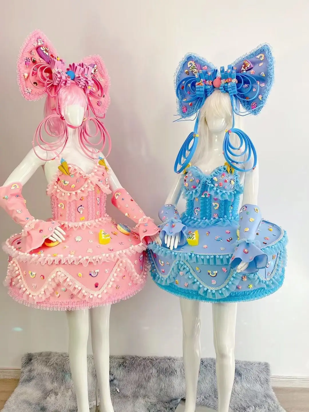달콤한 케이크 드레스 활 머리 장식 러블리 파라다이스 파라다이스 퍼레이드 공연 바 나이트 클럽 어린이 날 의상