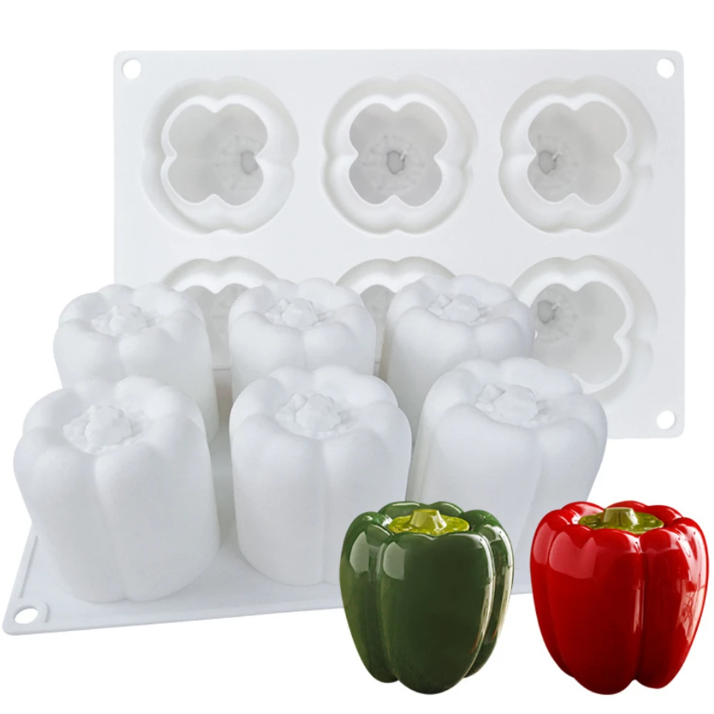 6 Cavity Pepper Shape Silicone Mold Chili Cake Mould Pumpkin Pepper Silicone Mousse Cake Mould Cake Decoration Tools Cake Tools