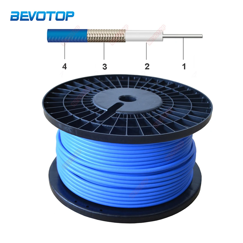 Blue RG402 Coaxial Cable Connector Semi-rigid Flexible RG-402 Coax Pigtail with Jacket RF Pigtail Jumper 0.5M 1M 5M 10M or Cu