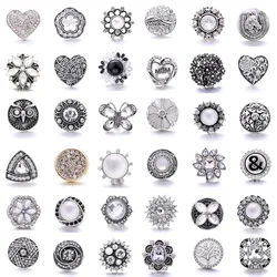 New 5pcs/lot Mixed Snap Jewelry Wholesale White Rhinestone Metal 18mm Snap Buttons Fit DIY Snap Button Bracelet Bangle Necklace