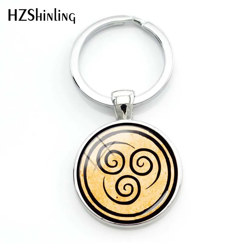 2020 New Avatar The Last Airbender Keychain Kingdom Jewelry Air Nomad Fire And Water Tribe Pendant Glass Dome Key Chain Gift