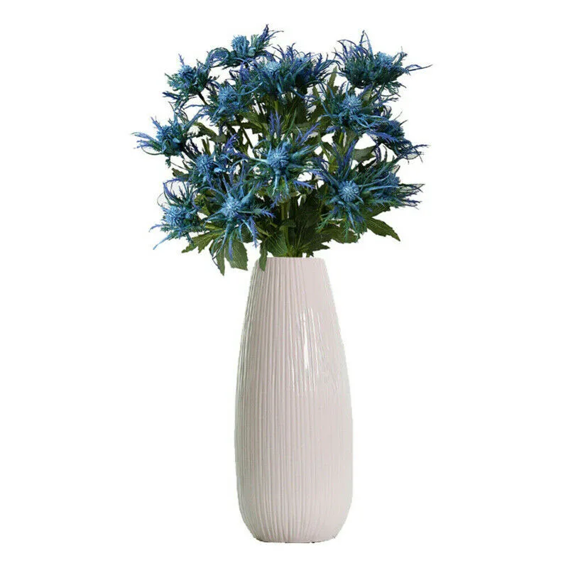 1Pc Artificial Eryngium Thistles Bunch Simulation Flowers Plants 3-Fork Wedding Party DIY Craft Bouquet Centerpieces Light Blue