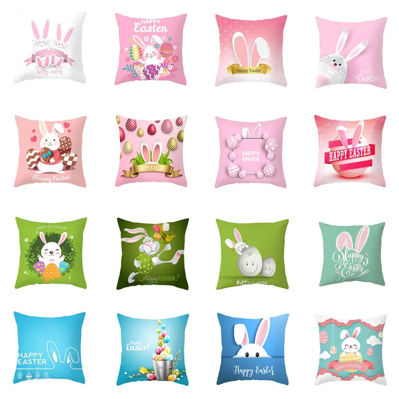 Easter Egg Rabbit Cushion Cover Polyester Sofa Office Pillowcase Cushion Car Seat Cushion Cover Easter Decor Party Home Decor