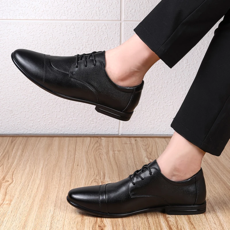 

Men's Business shoes Dress High-end Formal Breathable Oxfords Men Genuine Leather Office Elegant Comfortable shoe Rubber Lace-up