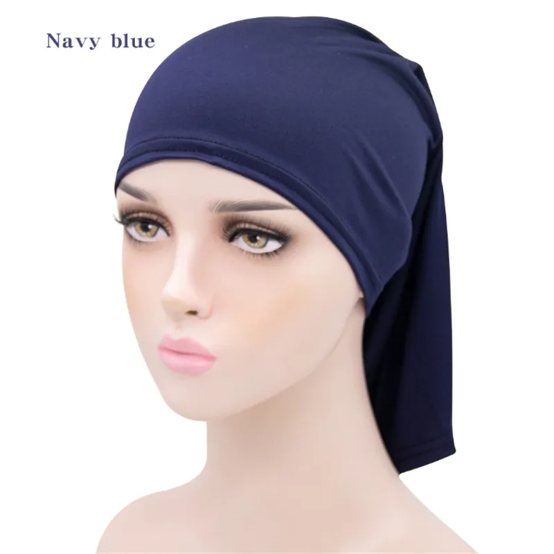 Wholesale Fashion Arab Women Plain Muslim Hijab Hat Inner Tube Turban Bonnet Solid Color Elastic Modal Multifunctional Neckscarf