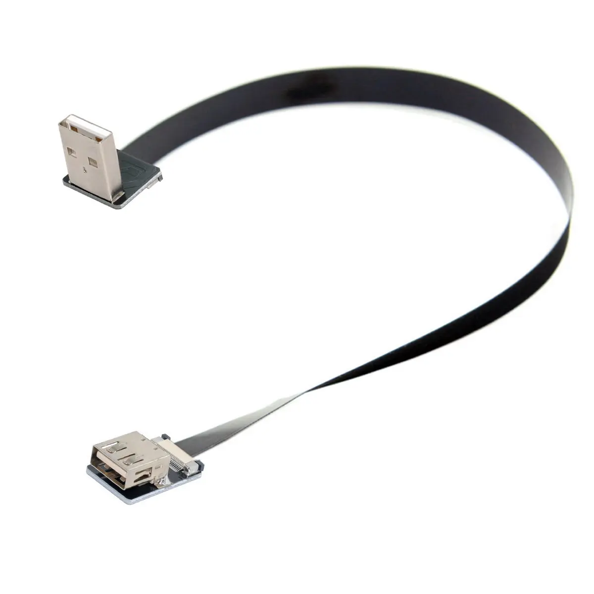 

Down Angled USB 2.0 Type-A Male to Female Extension Data Flat Slim FPC Cable for FPV & Disk & Scanner & Printer